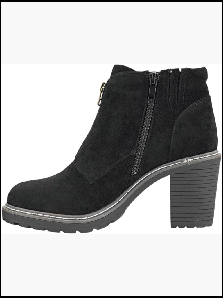 3-Inch Heeled Bootie With Side Zip Faux Suede Ankle Boots For Women